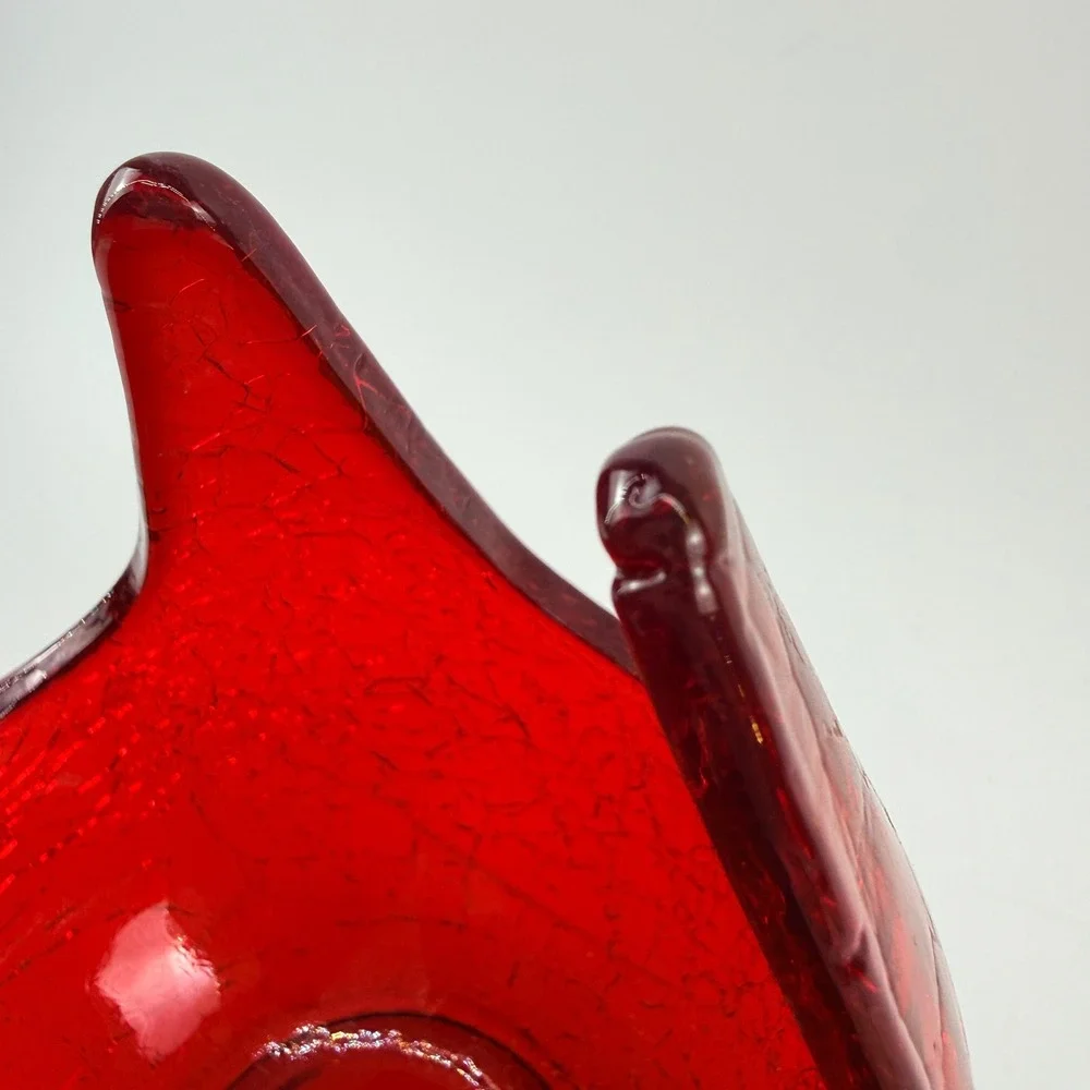Vintage Viking Epic 7019 Ruby Red Crackle Glass Patio Lite Votive Candle Holder